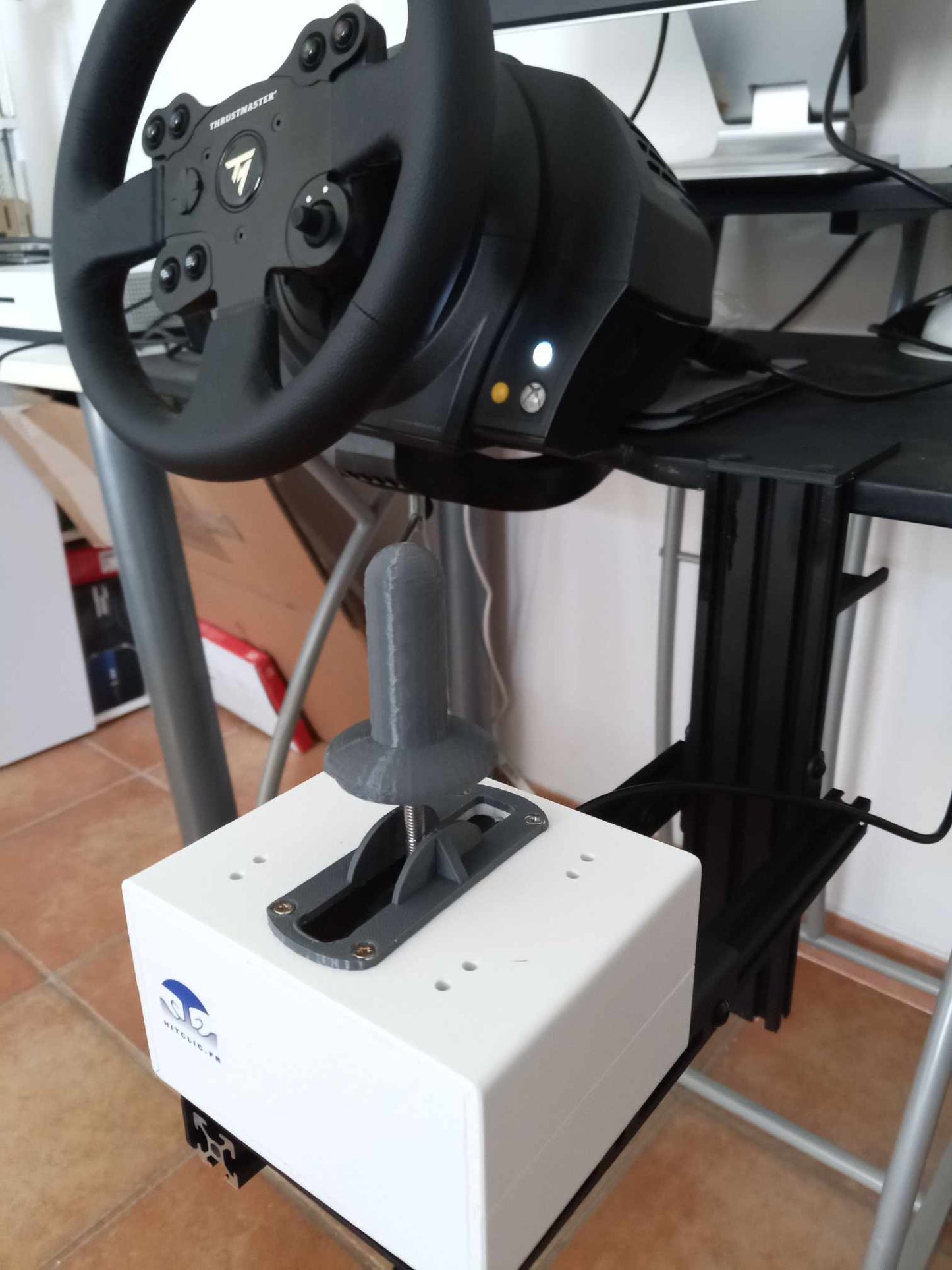 Accelerator and brake handle with mounting system, DB9 socket, jack sockets