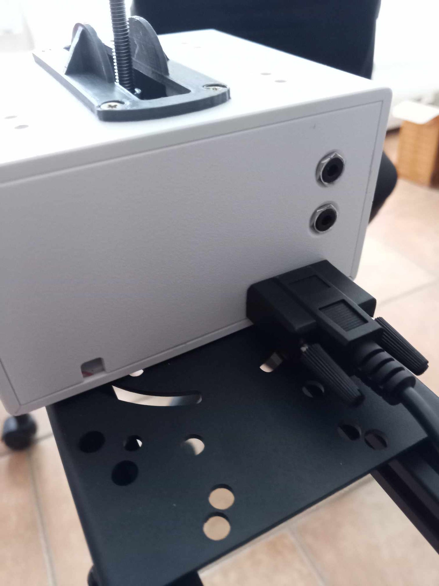 Accelerator and brake handle with mounting system, DB9 socket, jack sockets