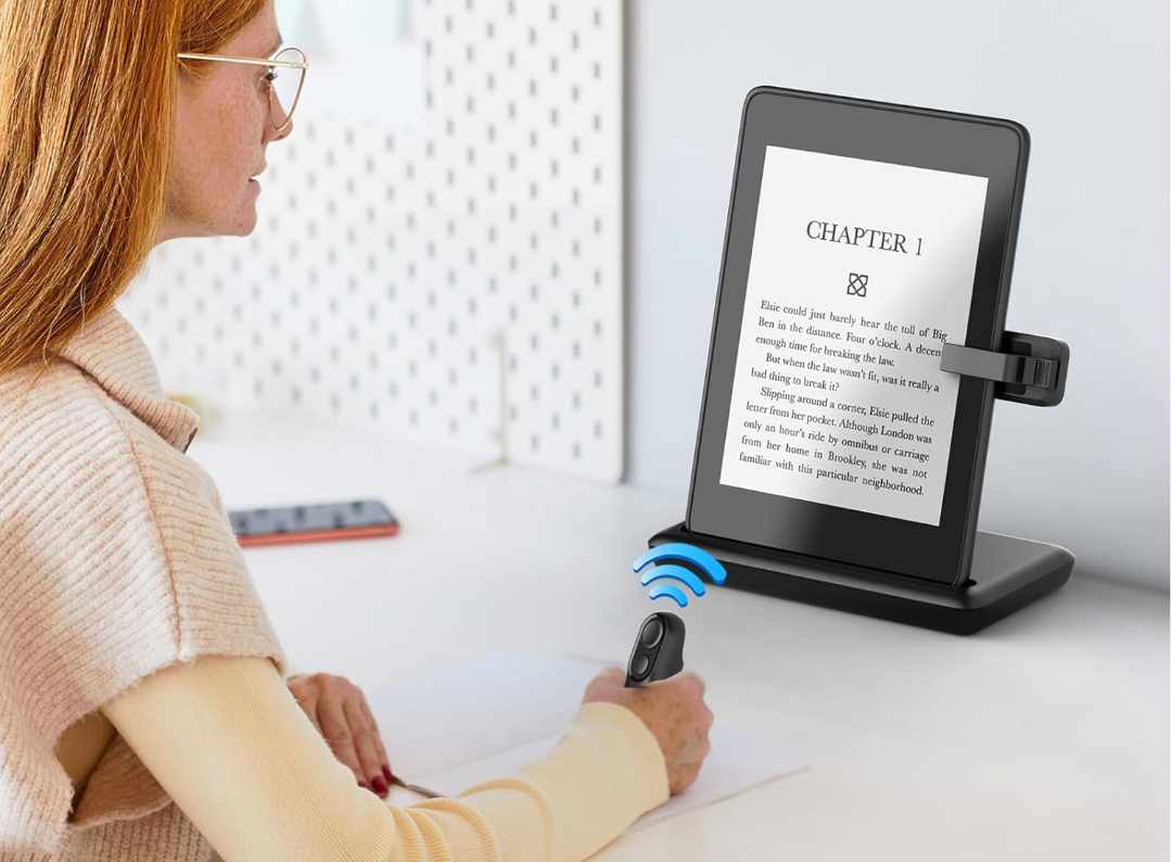Page turner for e-reader, kindle, tablet, with suitable switch